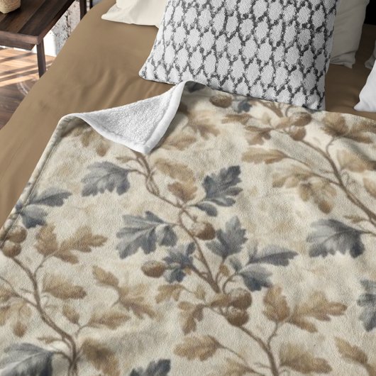  Herfst eikenblad | Elegant blauw en goud Sherpa Deken