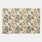  Herfst eikenblad | Elegant blauw en goud Theedoek (Horizontaal)