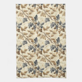  Herfst eikenblad | Elegant blauw en goud Theedoek (Verticaal)