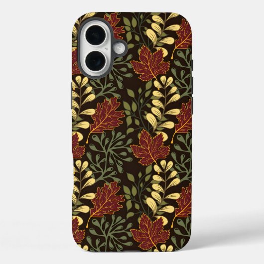 Herfst Eikenblad Patroon in Wijnrood en Geel Case-Mate iPhone Case (Achterkant)