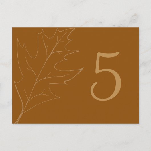 Herfst eikenblad Trouwtafel nummer Briefkaart (Achterkant)