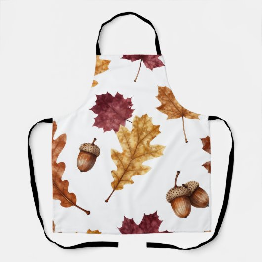 Herfst Eikenbladeren Eikel Waterverf Patroon Schort (Voorkant)