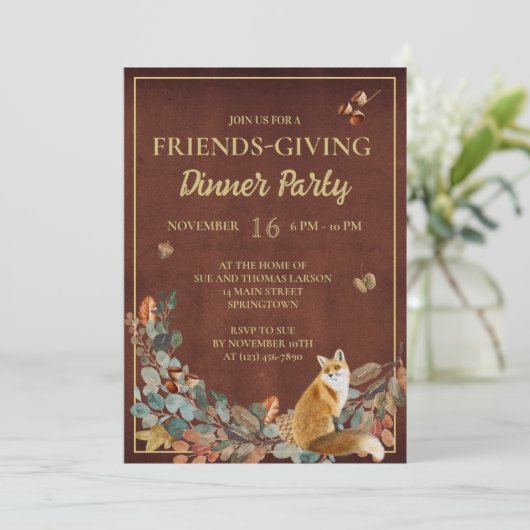 Herfst Eikenbladeren en vosvrienden Danken-avondma Kaart (Staand voorkant)