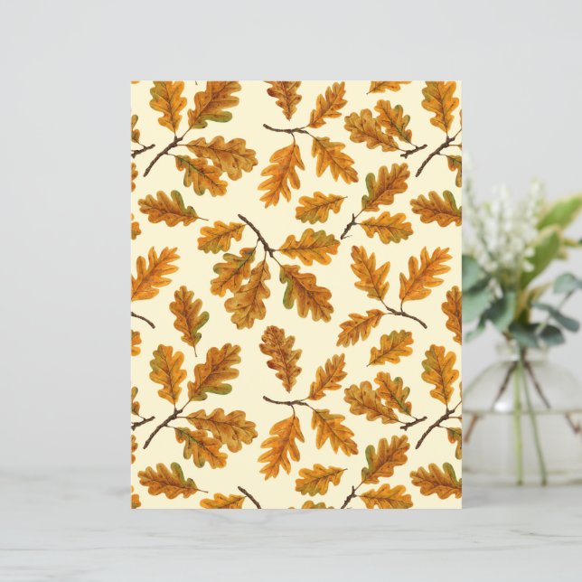 Herfst eikenbladeren op gebroken wit (Staand voorkant)