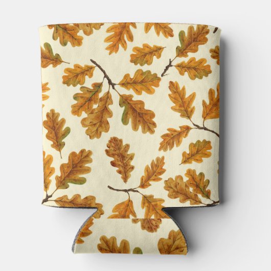 Herfst eikenbladeren op gebroken wit blikjeskoeler (Achterkant)