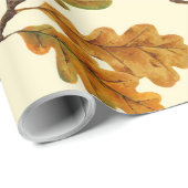 Herfst eikenbladeren op gebroken wit cadeaupapier (Rol Hoek)