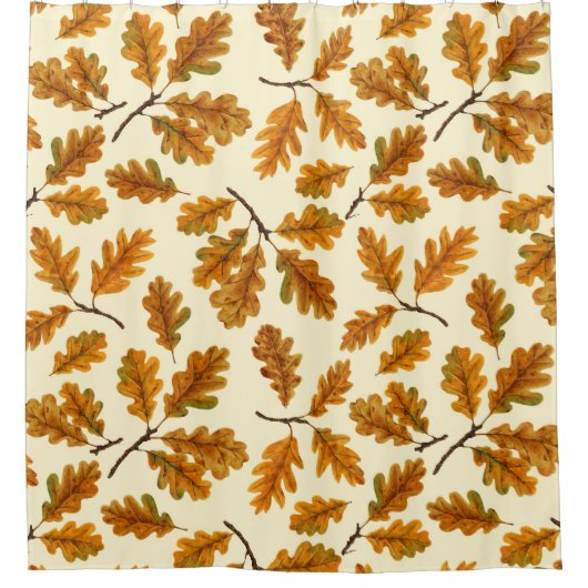 Herfst eikenbladeren op gebroken wit douchegordijn (Voorkant)