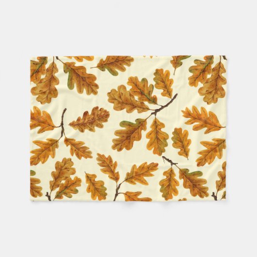 Herfst eikenbladeren op gebroken wit fleece deken (Voorkant (Horizontaal))