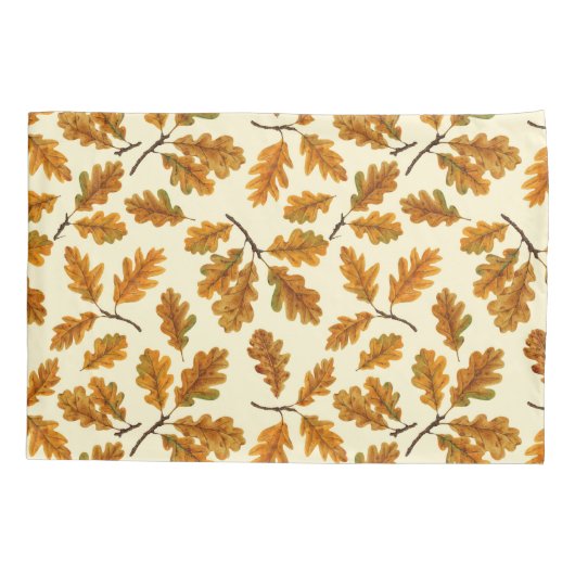 Herfst eikenbladeren op gebroken wit kussensloop (Achterkant-Links)