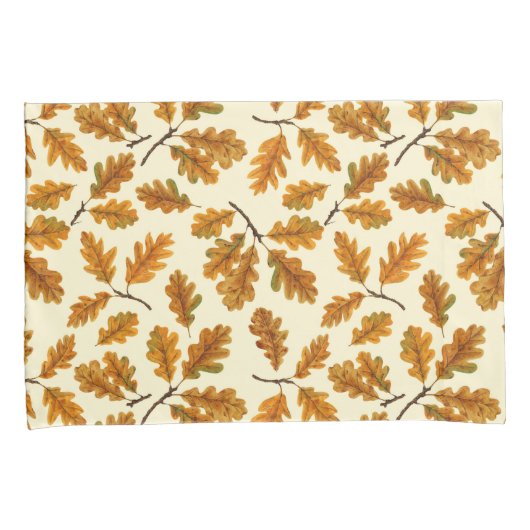 Herfst eikenbladeren op gebroken wit kussensloop (Voorkant-Rechts)
