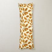 Herfst eikenbladeren op gebroken wit lichaamskussen (Achterkant (Verticaal))