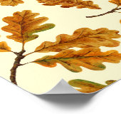 Herfst eikenbladeren op gebroken wit poster (Hoek)