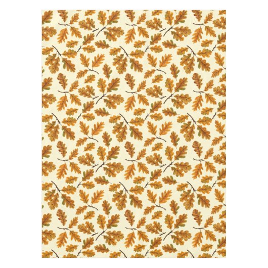 Herfst eikenbladeren op gebroken wit tafelkleed (Voorkant)