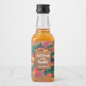 Herfst Eikenbladeren op Leer Likeurfles Etiket (Voorkant)