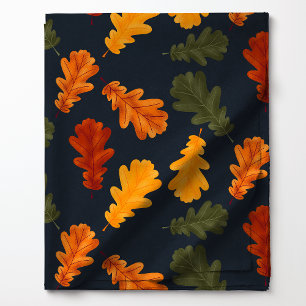 Herfst Eikenbladeren op Marineblauw Patroon Stof
