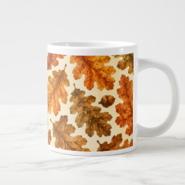 Herfst Eikenbladeren Patroon | Knus Natuur Estheti Grote Koffiekop