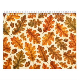 Herfst Eikenbladeren Patroon   Knus Natuur Estheti Kalender