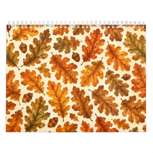 Herfst Eikenbladeren Patroon | Knus Natuur Estheti Kalender (Hoes)