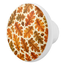Herfst Eikenbladeren Patroon | Knus Natuur Estheti Keramische Knop