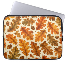 Herfst Eikenbladeren Patroon | Knus Natuur Estheti Laptop Sleeve