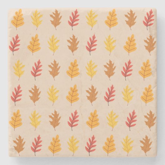 Herfst eikenbladeren stenen onderzetter (Voorkant)