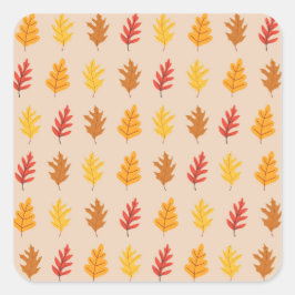 Herfst eikenbladeren vierkante sticker