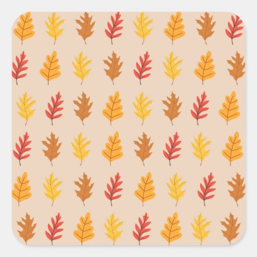 Herfst eikenbladeren vierkante sticker (Voorkant)