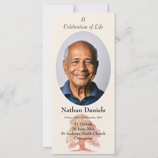 Herfst Eikenboom Viering van het Leven Kaart (Voorkant)