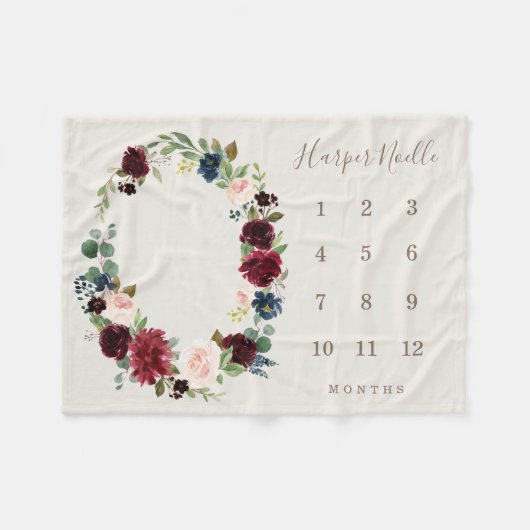 Herfst Elegance Baby Milestone Blanket Fleece Deken (Voorkant (Horizontaal))