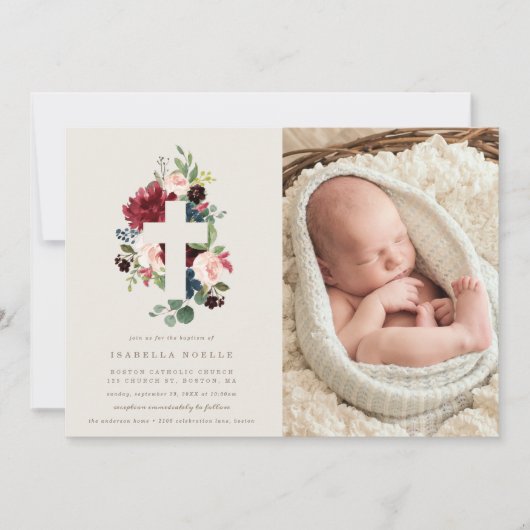 Herfst Elegance Baptism Foto Uitnodiging (Voorkant)