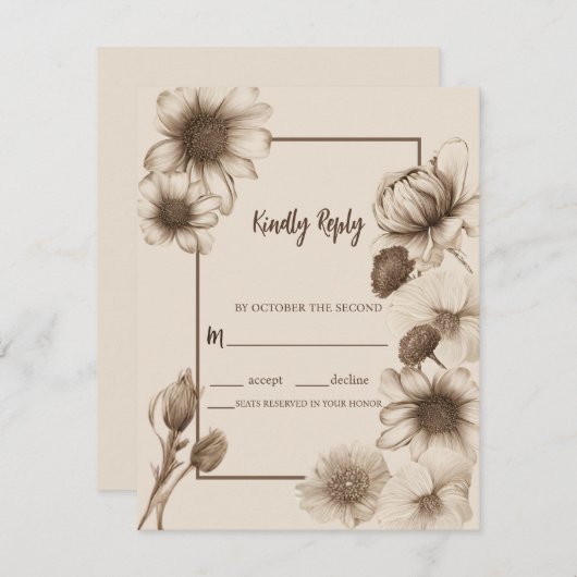 Herfst Elegance Bruiloft RSVP Kaartje (Voorkant / Achterkant)