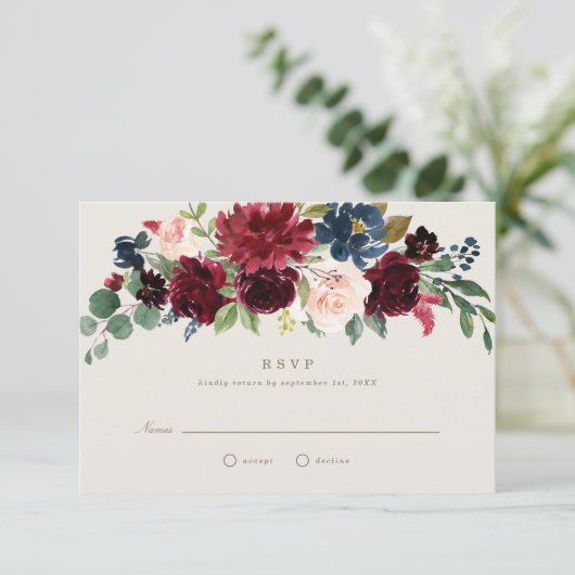 Herfst Elegance Wedding RSVP Kaart (Staand voorkant)