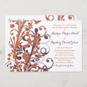 Herfst Elegant Abstracte Floral Wedding Kaart (Voorkant / Achterkant)