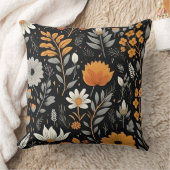 Herfst Elegant Bladeren Bloempatroon Zwart Kussen (Deken)