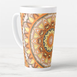 Herfst Elegant Fall Mandala Ontwerp Patroon Boho  Latte Mok