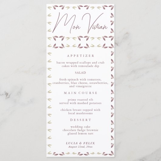 Herfst Elegant herfstblad bruiloft diner menu Kaar (Voorkant)