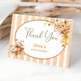 Herfst Elegant pompoen Baby shower Dank u kaart