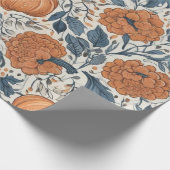 Herfst Elegante Abstracte bladeren pompoenbloem Cadeaupapier (Hoek)