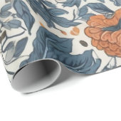 Herfst Elegante Abstracte bladeren pompoenbloem Cadeaupapier (Rol Hoek)