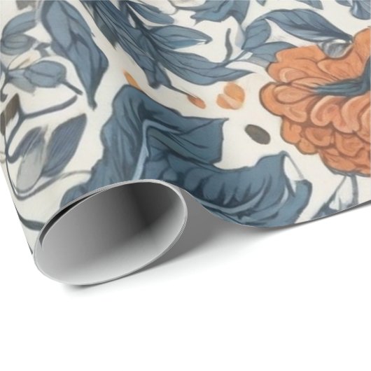 Herfst Elegante Abstracte bladeren pompoenbloem Cadeaupapier (Rol Hoek)