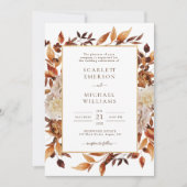 Herfst Elegante Bruiloft Bladeren Kaart (Voorkant)