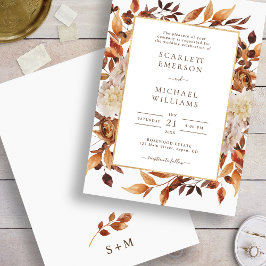Herfst Elegante Bruiloft Bladeren Kaart