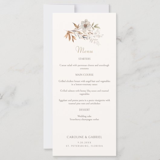 Herfst Elegante Minimalistische Wildflowers Weddin (Voorkant)