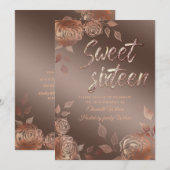 Herfst elegante moderne rozen lief zestien kaart (Voorkant / Achterkant)