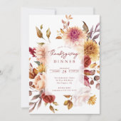 Herfst Elegantie Bloemen Thanksgiving Uitnodiging (Voorkant)