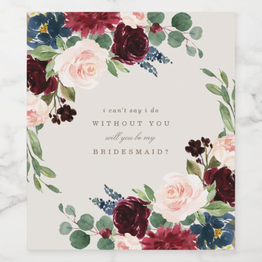 Herfst Elegantie Bruidsmeisje Voorstel Label Wijn Etiket (Enkel label)