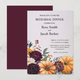 Herfst Elegantie Bruiloft Rehearsal Dinner Kaart