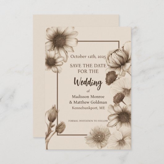 Herfst Elegantie Bruiloft Save The Date (Voorkant / Achterkant)