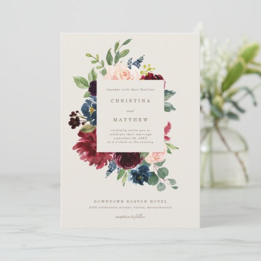 Herfst Elegantie bruiloft uitnodiging (Staand voorkant)