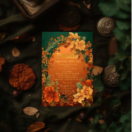 Herfst Elegantie Druïd Hill bruiloft details RSVP Kaartje